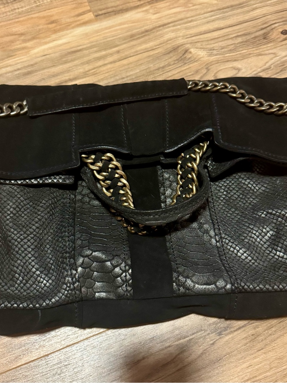 Ramy Brook Snakeskin Suede Satchel